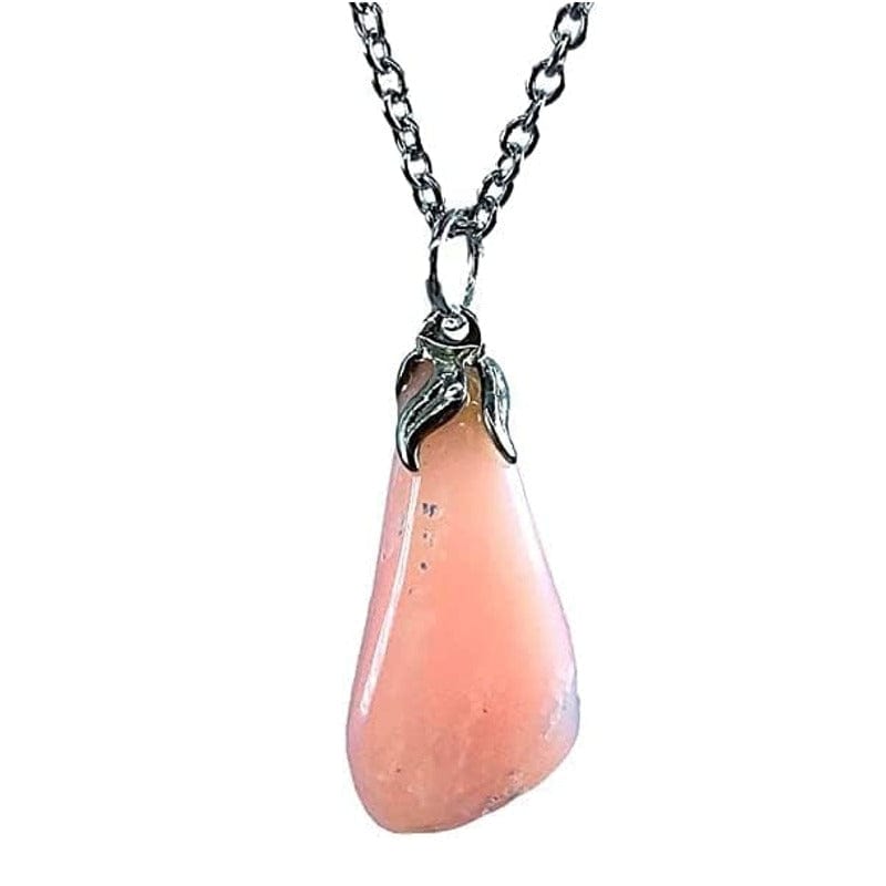 Opale rosa - Ciondolo burattato con catenina o caucciù