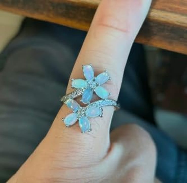Anillo de latón hipoalergénico ajustable de cuarzo cereza vintage