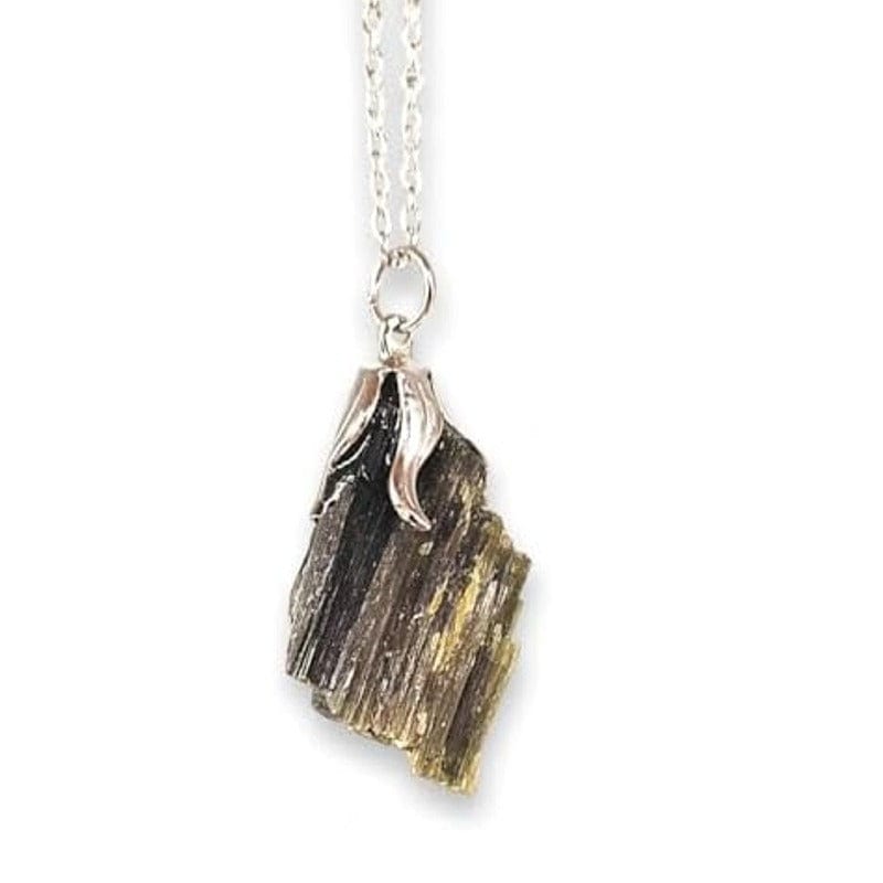 Tormalina verde grezza - Ciondolo con catenina o caucciù