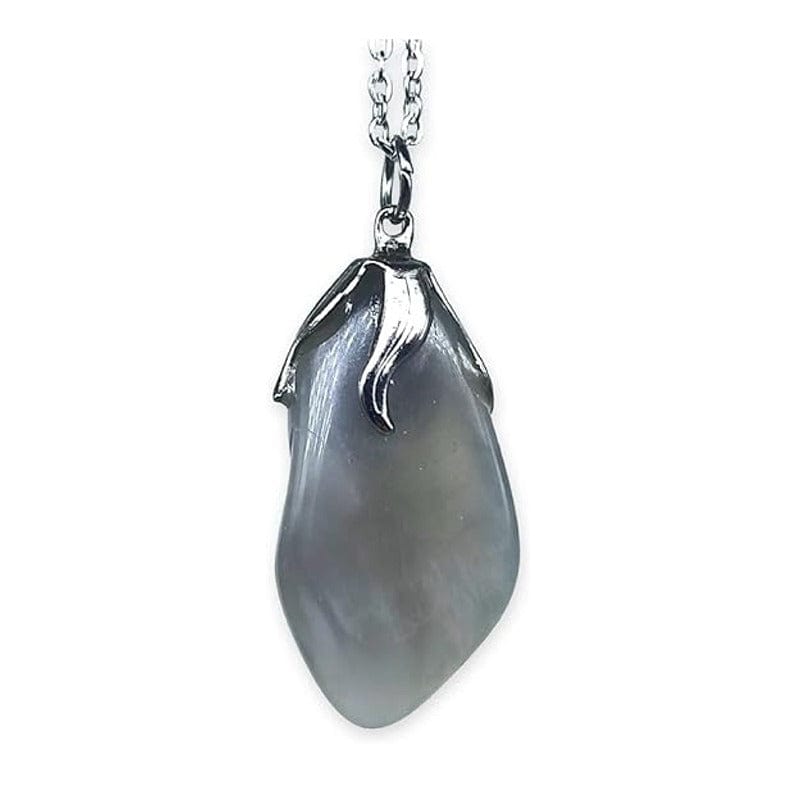 Gray Moonstone - Tumbled Stone Pendant Necklace