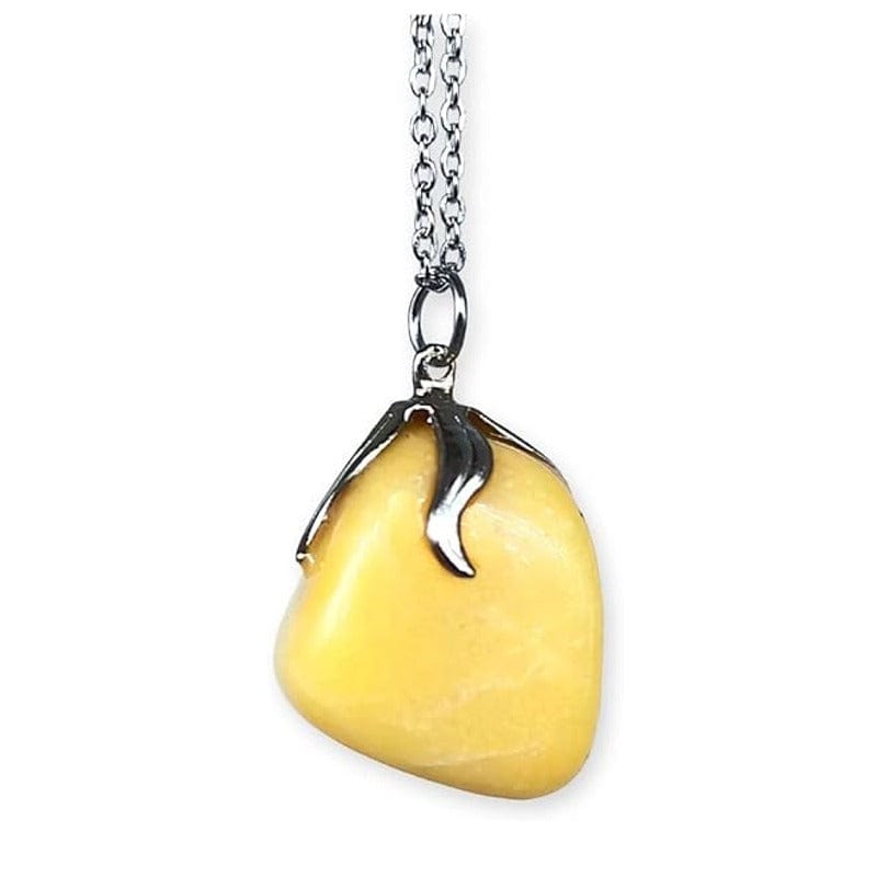 Diaspro giallo - collana con ciondolo in pietra burattata