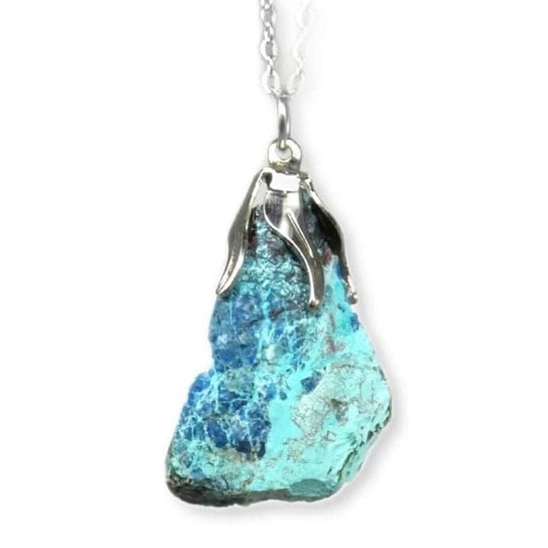 Crisocolla grezza - Ciondolo con catenina o caucciù