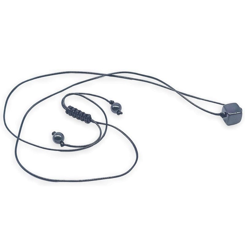 Shungite cube macrame necklace