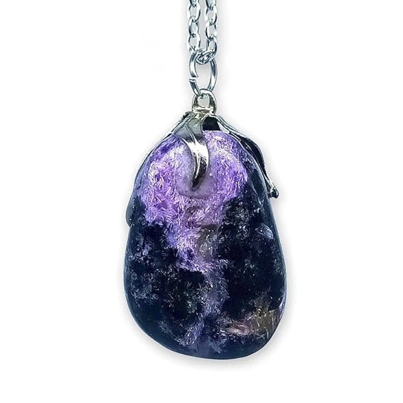 Charoite - tumbled stone pendant necklace