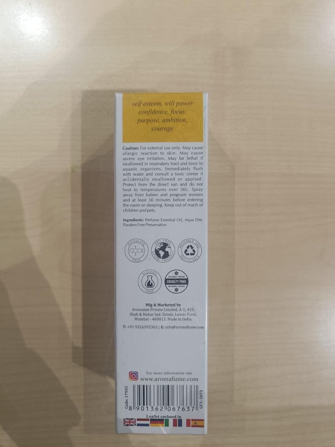 AROMAFUME - 100% Natural Essential Oil Room Spray (CHAKRA 3° MANIPURA)