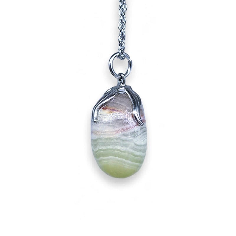 Green Aragonite - tumbled stone pendant necklace