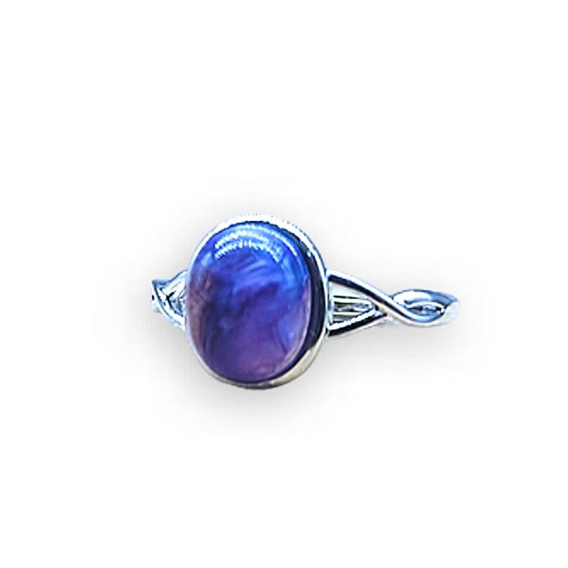 Amethyst - adjustable ring in hypoallergenic brass