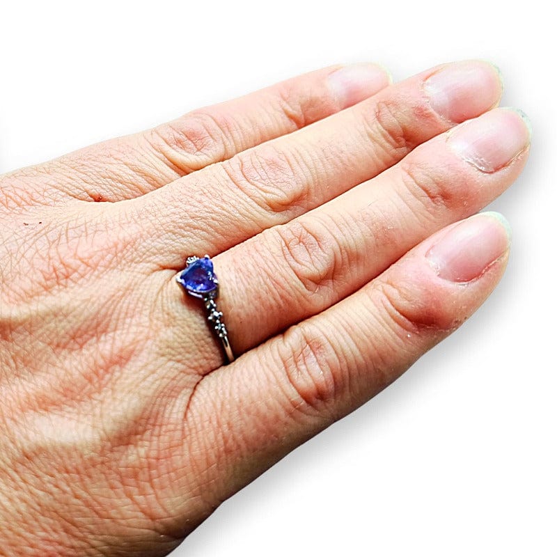 Ametista Sfacettata Cuore - anello regolabile in ottone anallergico