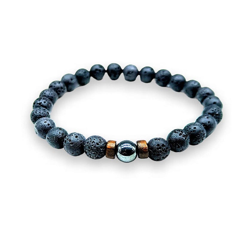 Tiger's eye, black onyx, lava stone - elastic bracelet in worked spheres