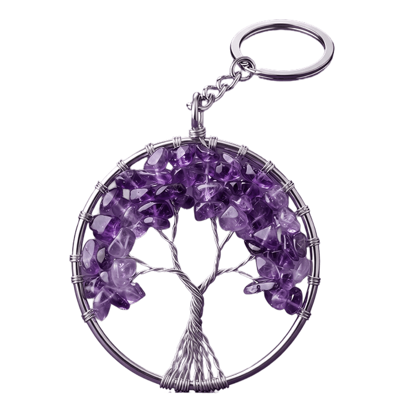 Portachiavi Albero della Vita Ametista 5 cm