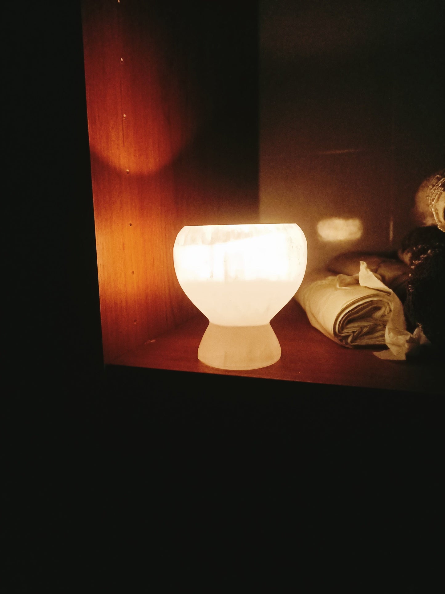 Vasetto Portacandela Portagioie con Coperchio 12X8 cm in Selenite