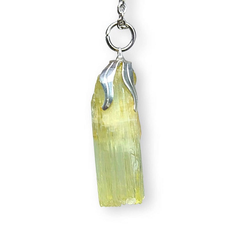 Kunzite verde - Hiddenite Grezza - collana con ciondolo grezzo
