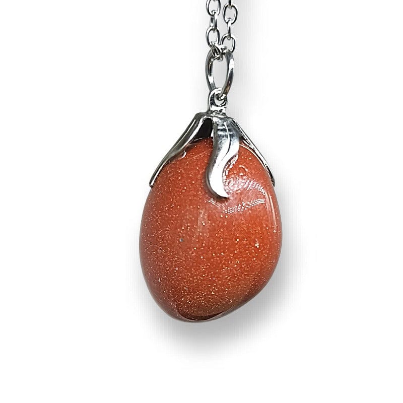 Goldstone - Tumbled pendant with chain or rubber