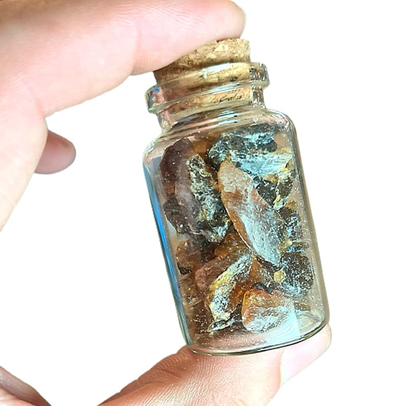 Glass Bottle With Raw Minerals - AMETHYST