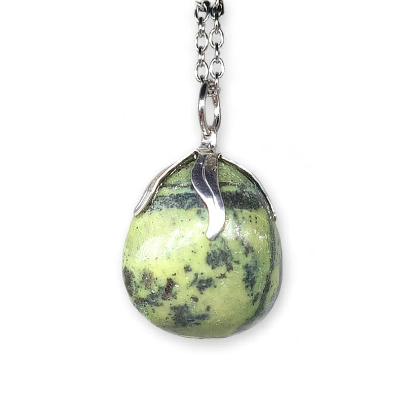 Serpentine - Tumbled pendant with chain or rubber