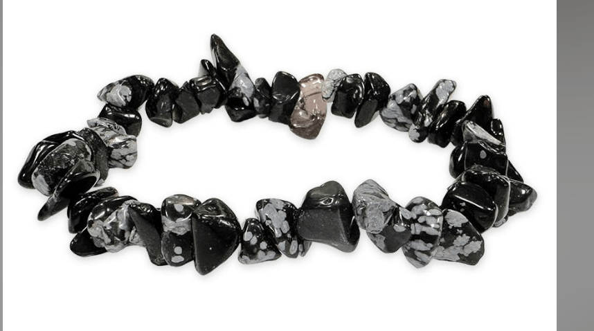 Ossidiana fiocco di neve - bracciale elastico in "chips"
