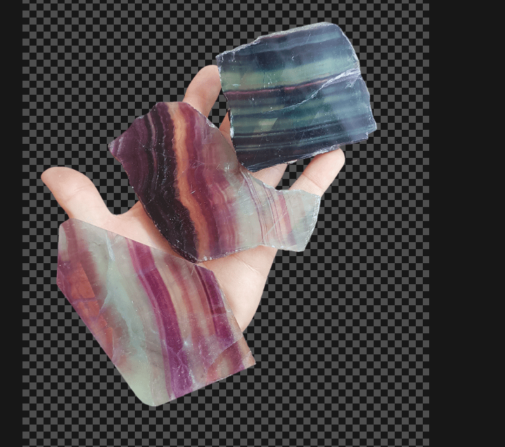 Lastra levigata di fluorite arcobaleno grezza