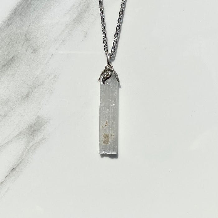 Selenite grezza "stick" - collana con ciondolo