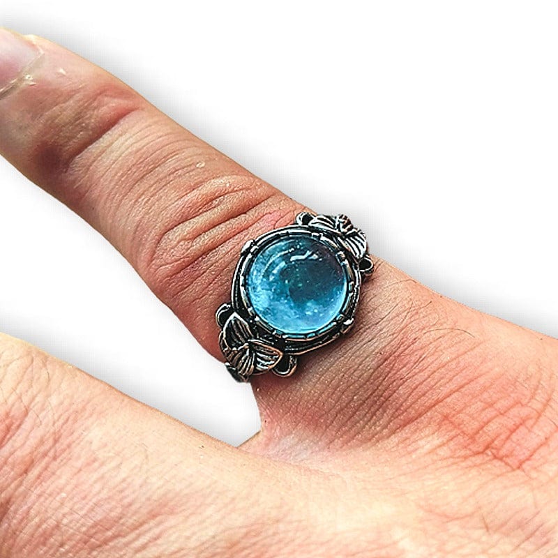 Acquamarina Vintage - anello regolabile in ottone anallergico