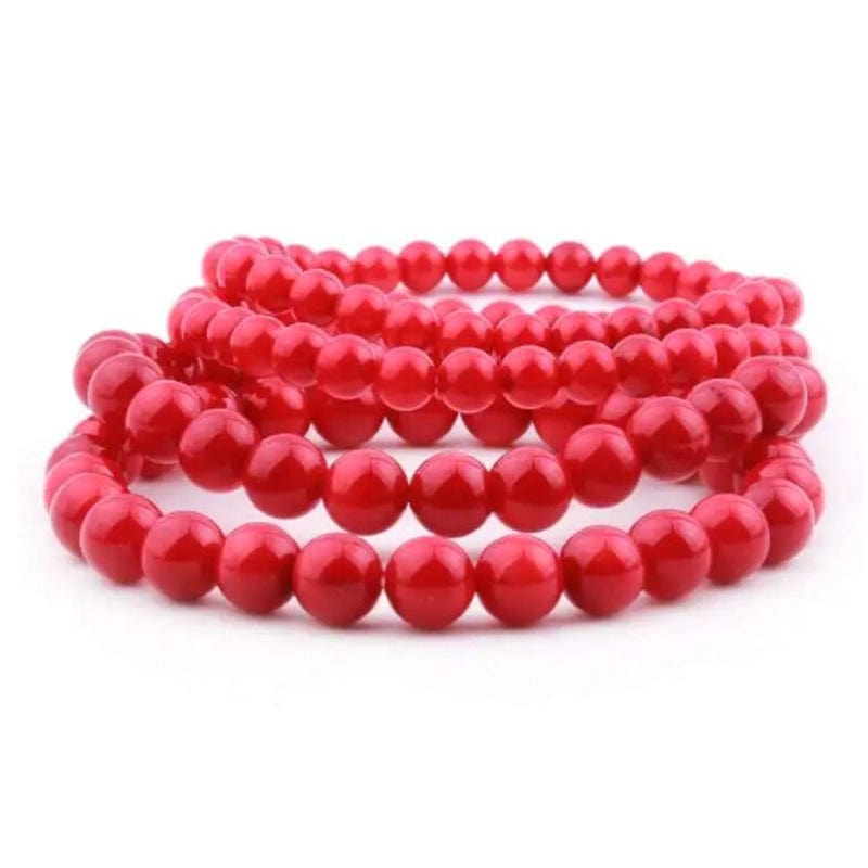 Bamboo Coral - Elastic bracelet in worked spheres