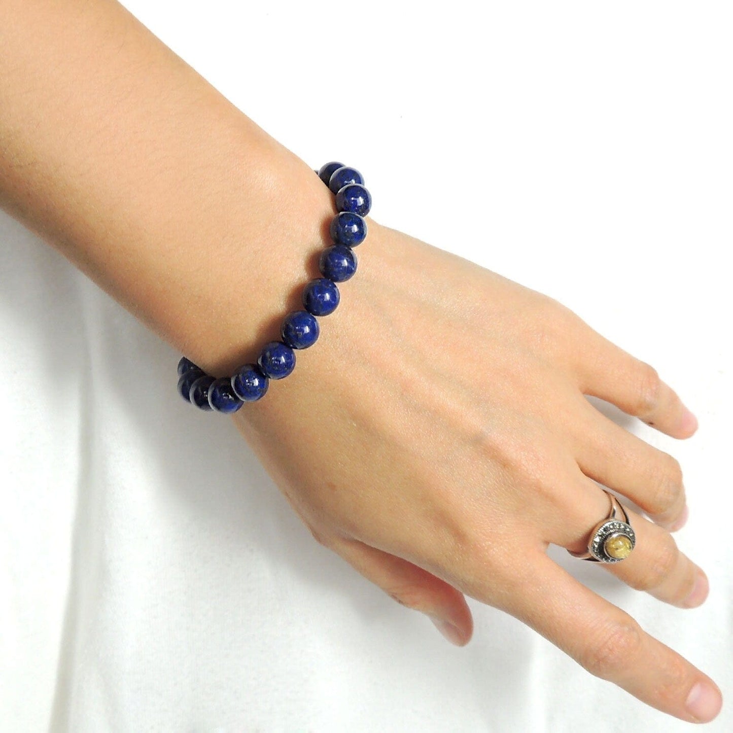 Lapislazzuli - bracciale elastico in sfere lavorate