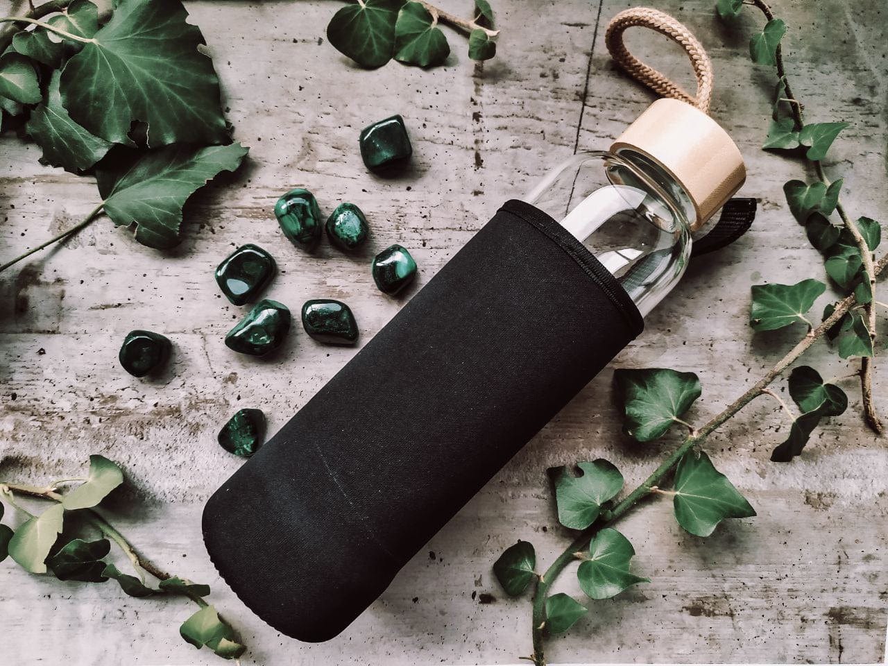 Tenetpietre Borraccia per acqua informatizzata con pietre naturali in bamboo e vetro