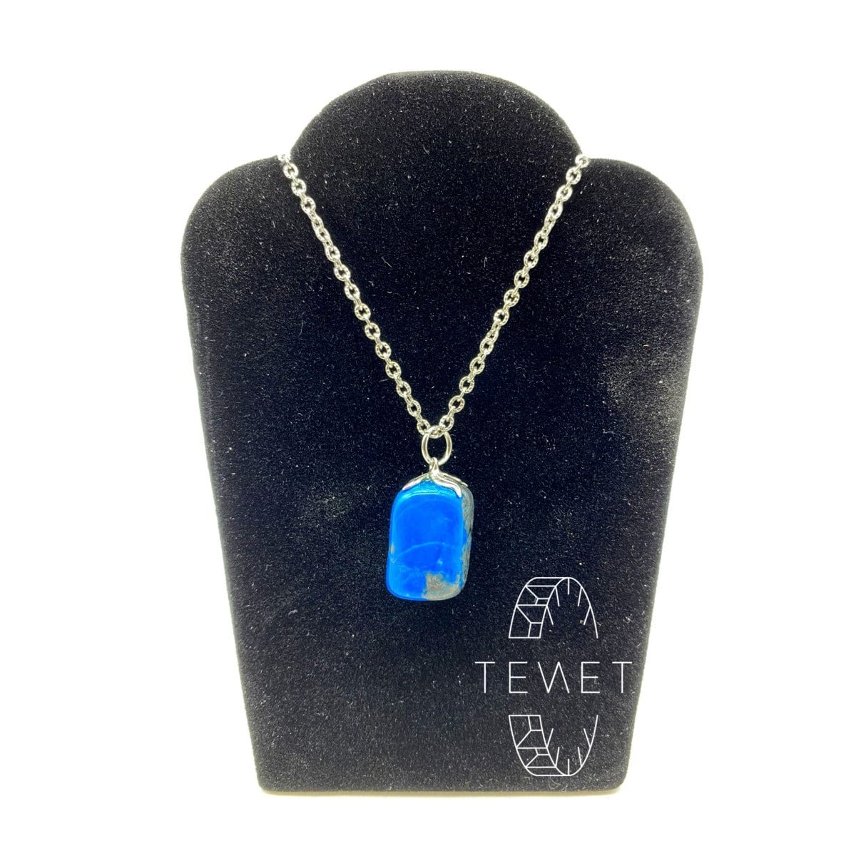 Tenetpietre Ciondolo in Howlite blu liscia con catenina o caucciù