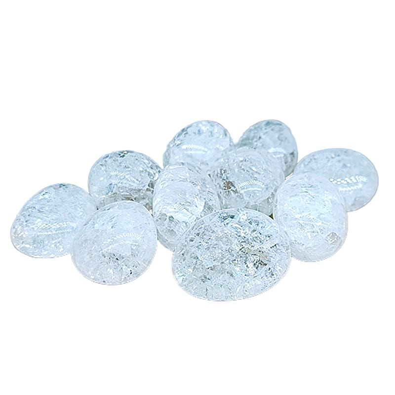 Tumbled rock crystal (hyaline quartz).