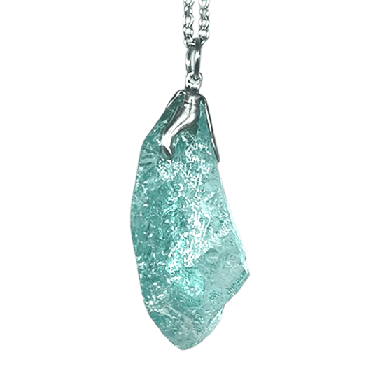 Obsidiana de copo de nieve en bruto - Collar con colgante en bruto