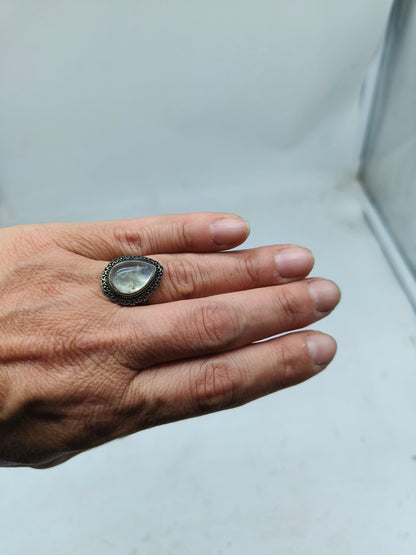 Prehnite - anello regolabile in ottone anallergico