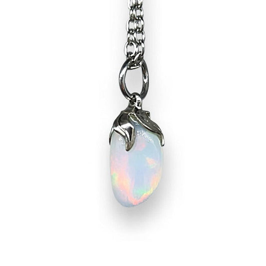 Opale Arlecchino - collana con ciondolo in pietra burattata