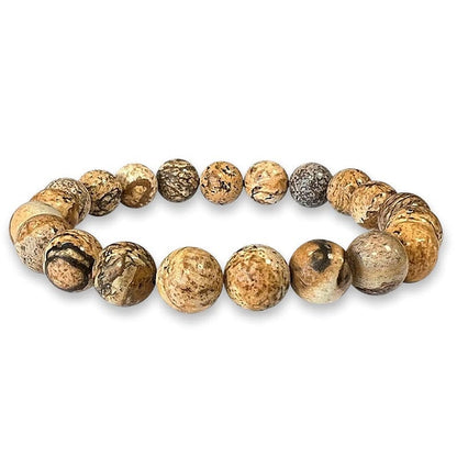 Paisaje de jaspe - Pulsera elástica en esferas trabajadas