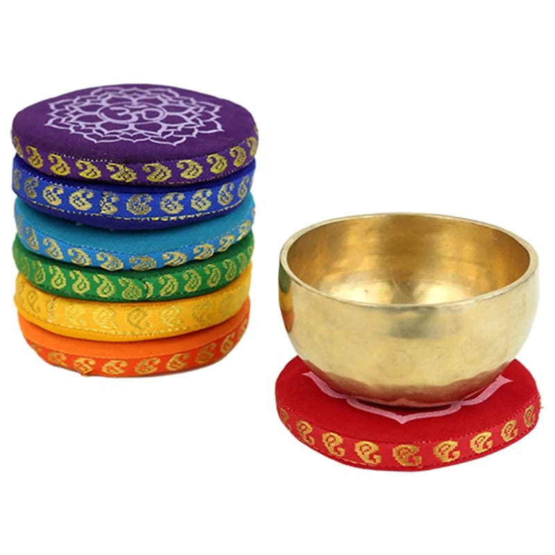 Cuscino per campane tibetane fatto a mano artigianale - set 7 Chakra