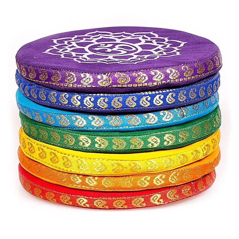 Cuscino per campane tibetane fatto a mano artigianale - set 7 Chakra