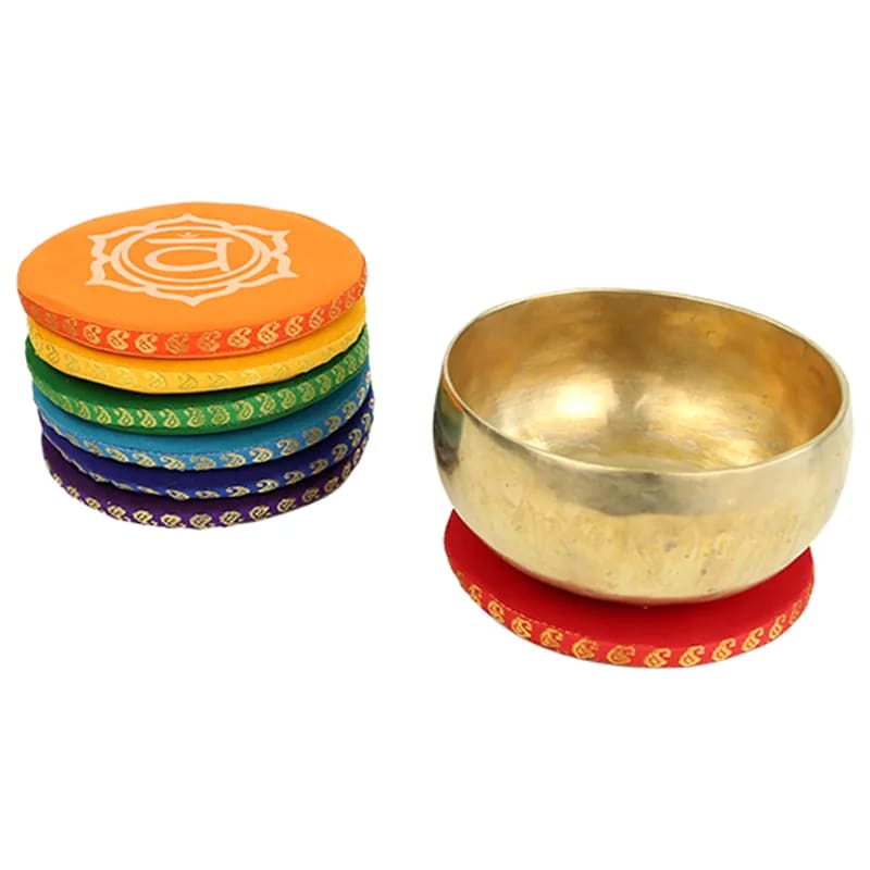 Cuscino per campane tibetane fatto a mano artigianale - set 7 Chakra