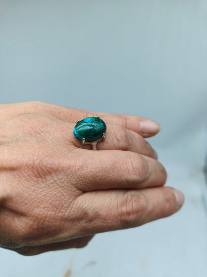 Amethyst - adjustable ring in hypoallergenic brass