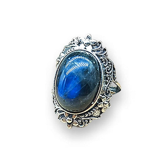 Anillo de latón hipoalergénico ajustable de cuarzo cereza vintage