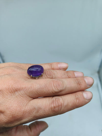 Ametista Ovale - anello regolabile in ottone anallergico