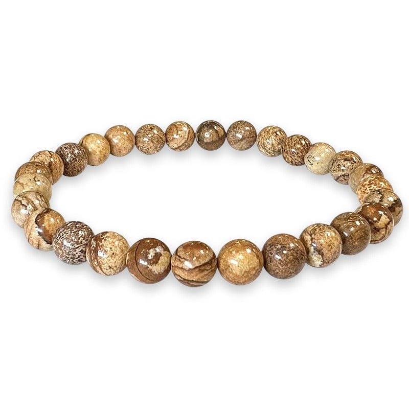 Paisaje de jaspe - Pulsera elástica en esferas trabajadas