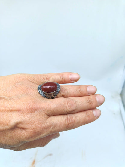 Corniola - anello regolabile in ottone anallergico