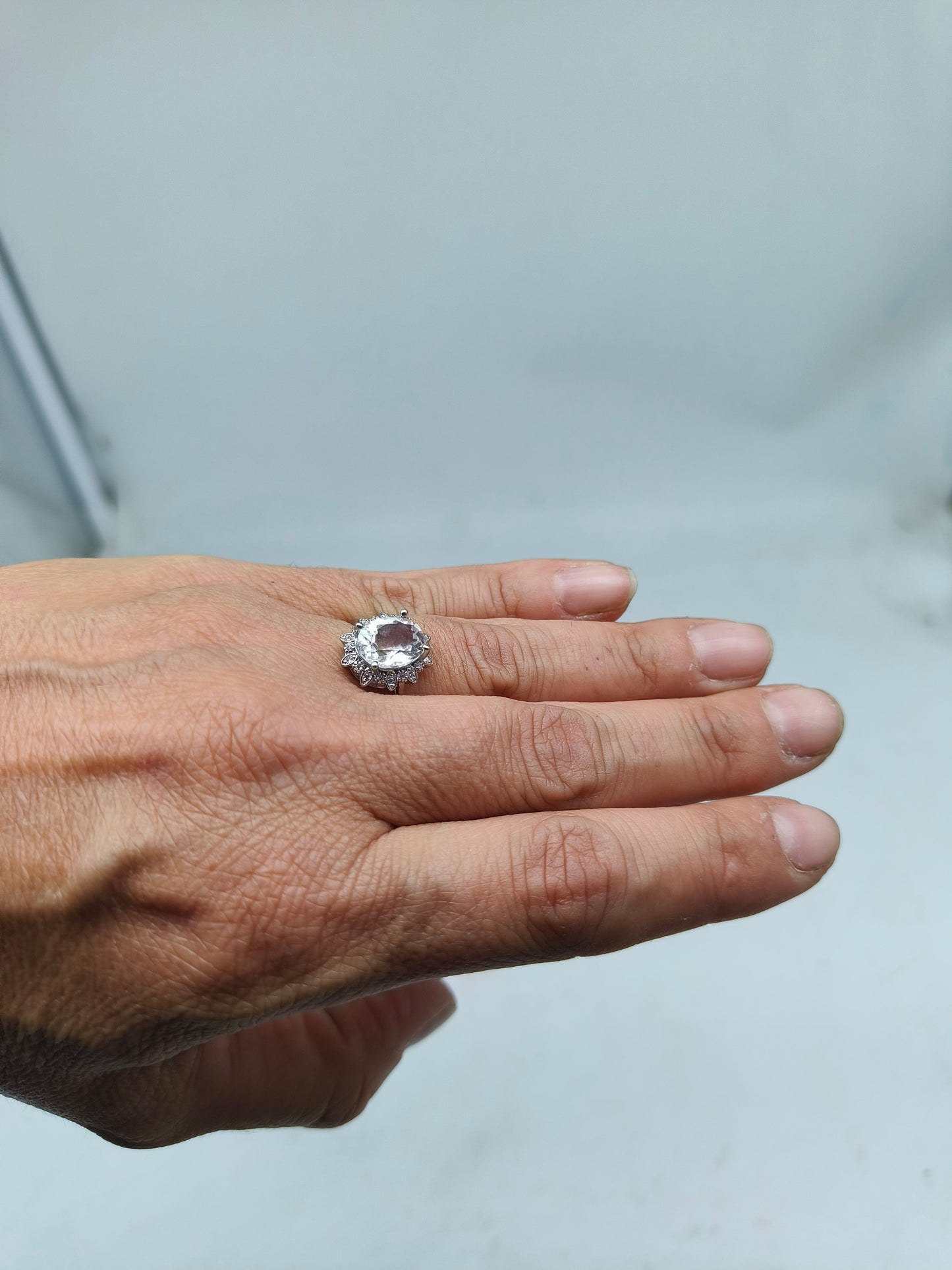 Amethyst - adjustable ring in hypoallergenic brass