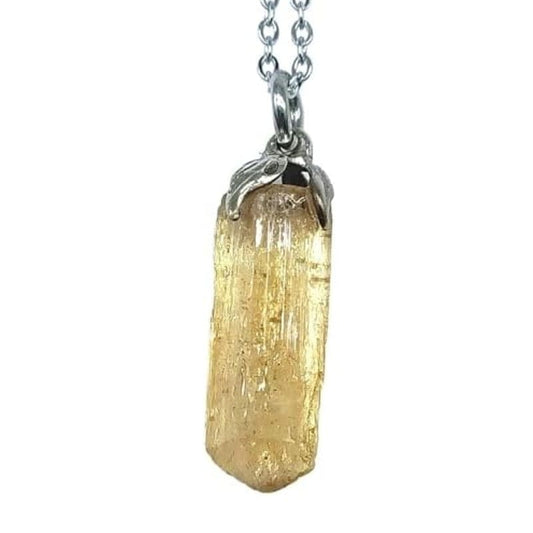 Rough imperial topaz pendant