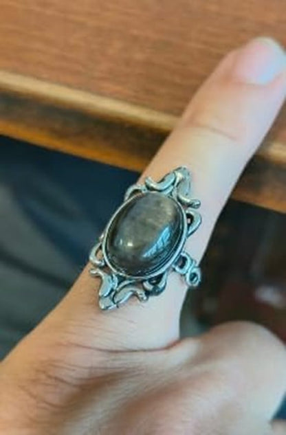 Anillo de latón hipoalergénico ajustable de cuarzo cereza vintage