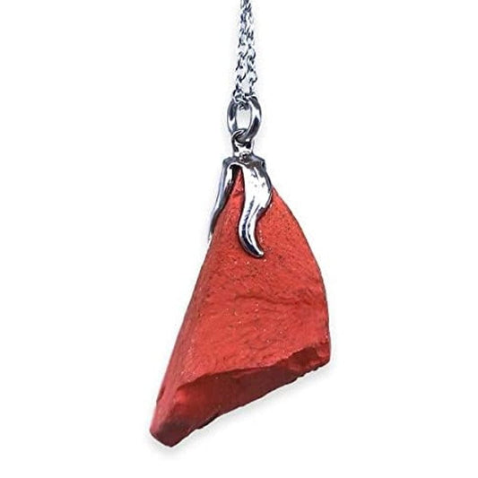 Raw red jasper pendant with chain or rubber 