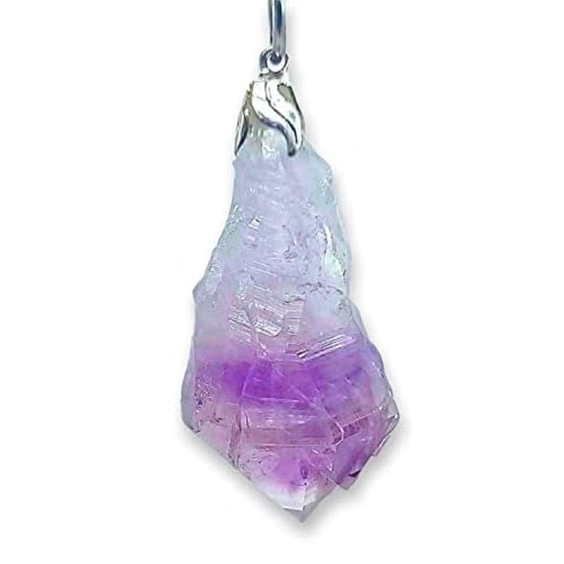 Amethyst tip pendant with chain or rubber