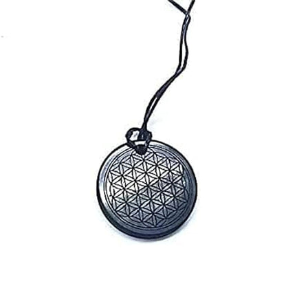 Shungite | Pendant Necklace | Flower of life