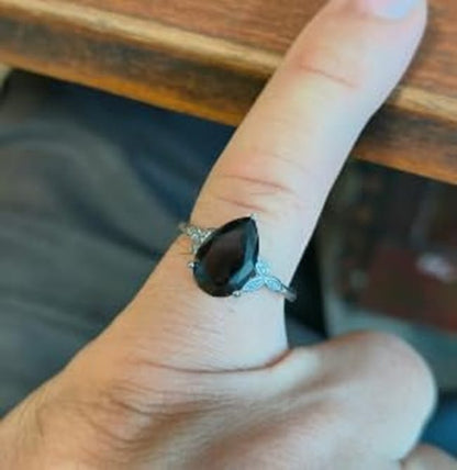 Anillo de latón hipoalergénico ajustable de cuarzo cereza vintage