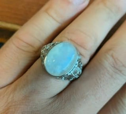 Anillo de latón hipoalergénico ajustable de cuarzo cereza vintage