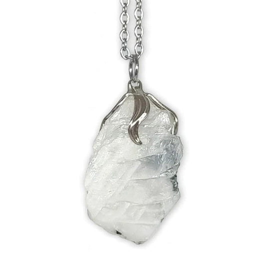 Moonstone - raw pendant necklace