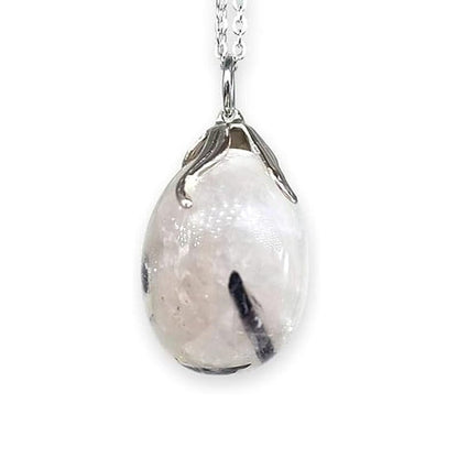 Tourmalinated quartz - necklace with pendant